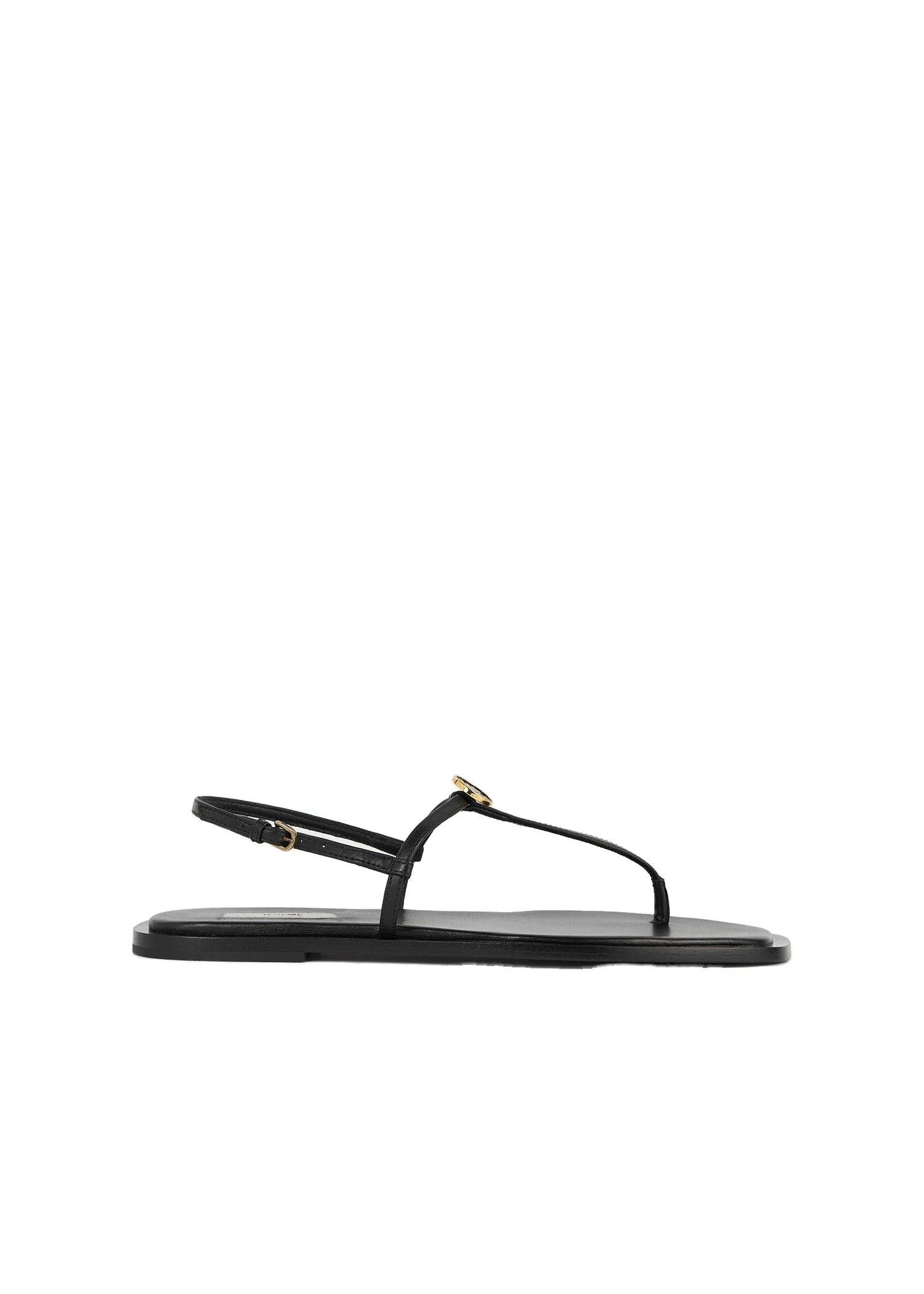 T-strap nappa sandals in Black