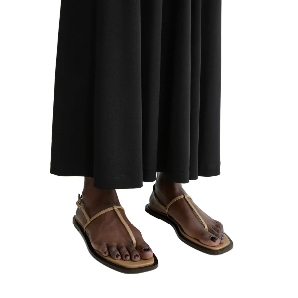T-strap nappa sandals in Desert / Dark brown - Image 3