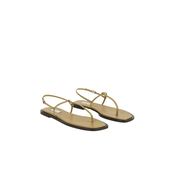 T-strap nappa sandals in Desert / Dark brown - Image 4