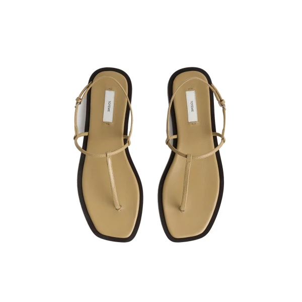 T-strap nappa sandals in Desert / Dark brown - Image 5