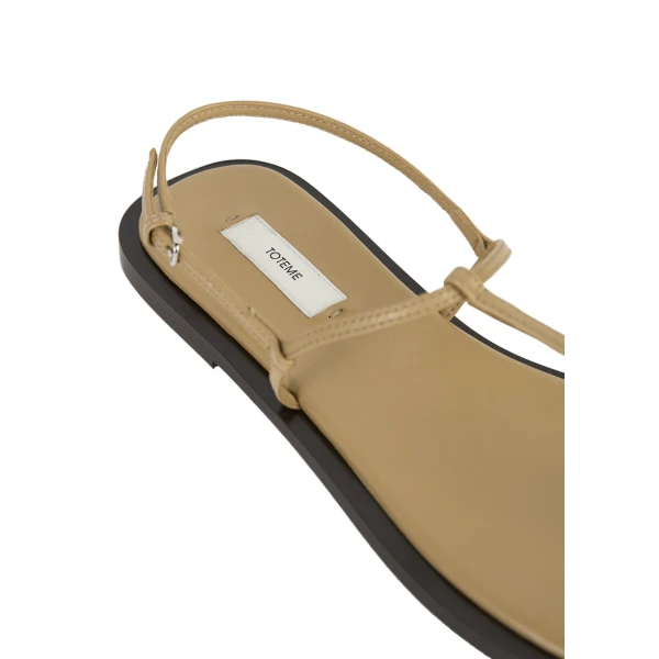 T-strap nappa sandals in Desert / Dark brown - Image 6