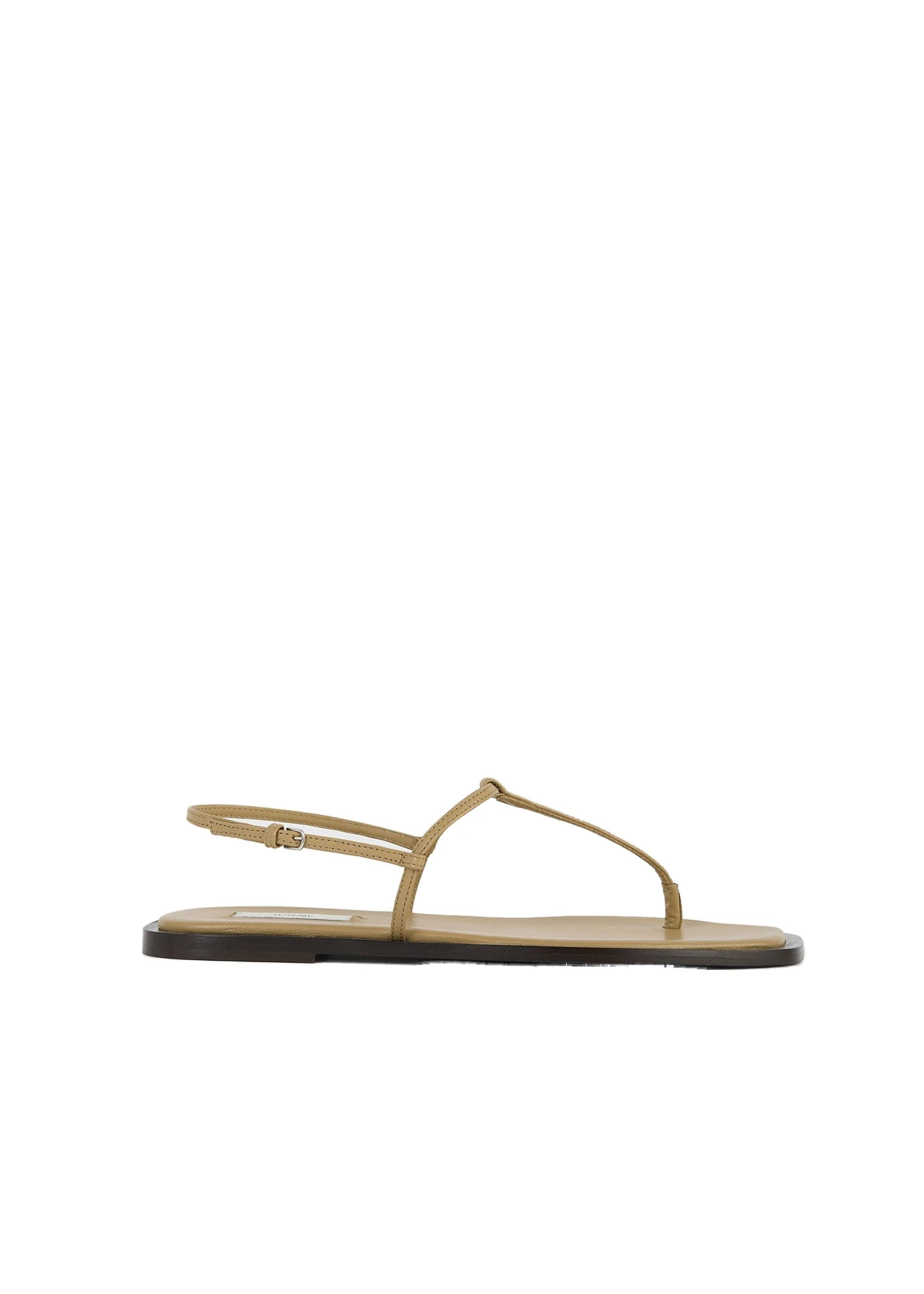 T-strap nappa sandals in Desert / Dark brown