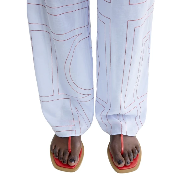 T-strap nappa sandals in Red / Desert - Image 2