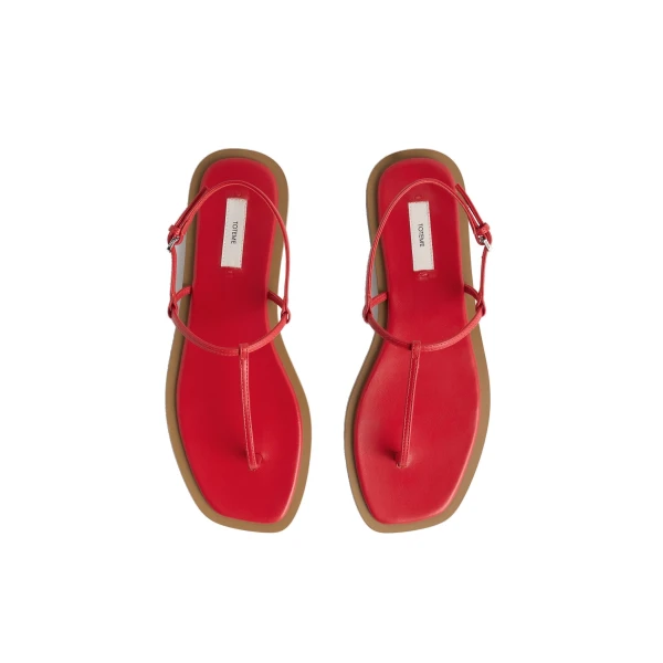 T-strap nappa sandals in Red / Desert - Image 5