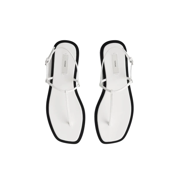 T-strap nappa sandals in White / Black - Image 5