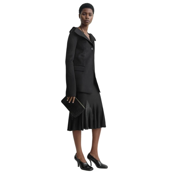 Threefold croco-embossed clutch in Black - Image 3