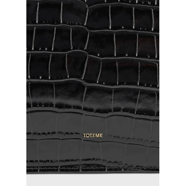 Threefold croco-embossed clutch in Black - Image 6