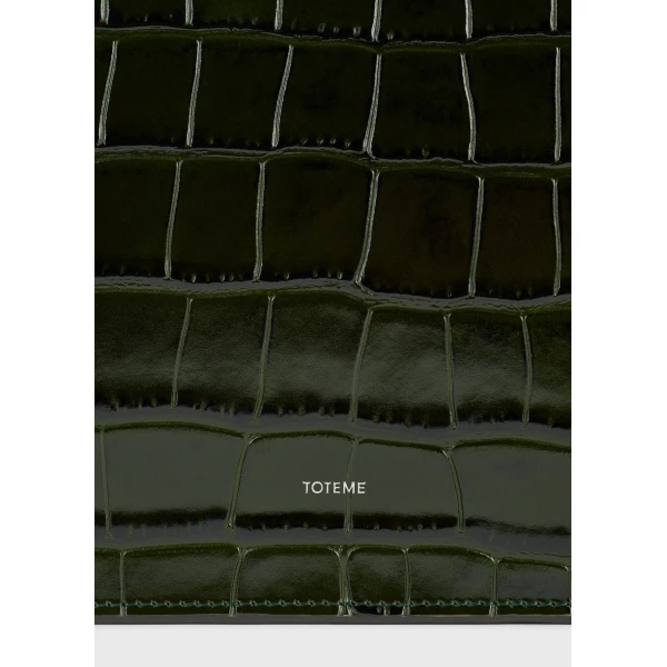Threefold croco-embossed clutch in Dark green - Image 6