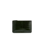Toteme Threefold croco-embossed clutch in Dark green