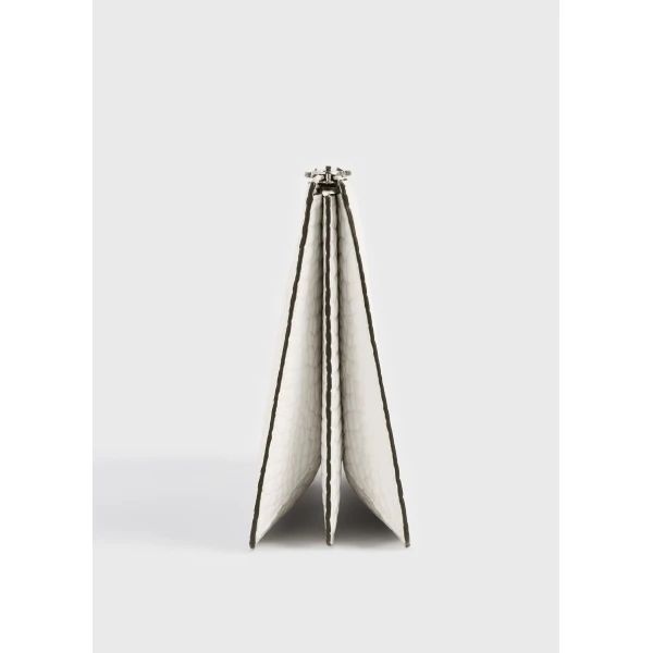 Threefold croco-embossed clutch in Off-white - Image 5