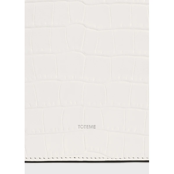 Threefold croco-embossed clutch in Off-white - Image 6