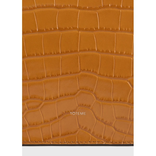 Threefold croco-embossed clutch in Tangerine - Image 6