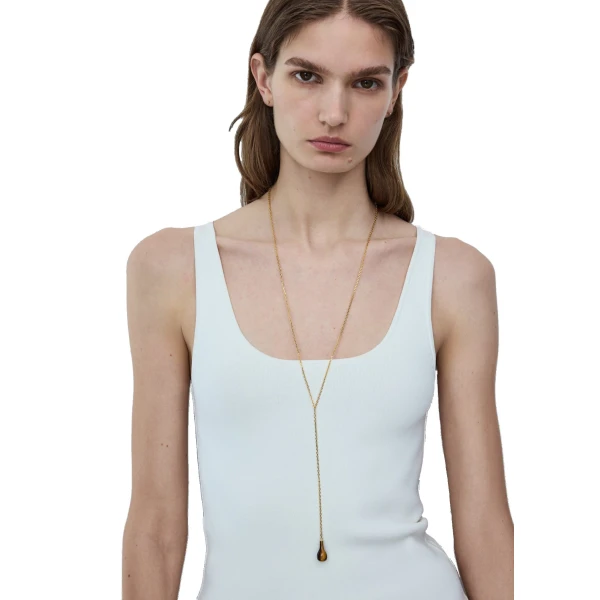 Tiger's eye drop necklace in Honey / Gold - Image 2