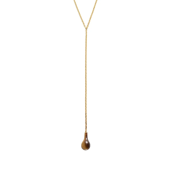 Tiger's eye drop necklace in Honey / Gold - Image 3
