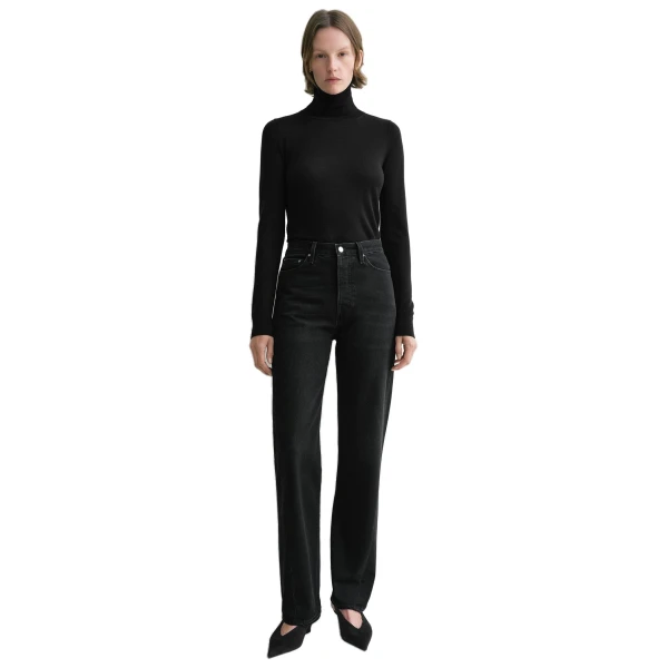 Toteme Twisted seam denim full length in Faded black, view 2