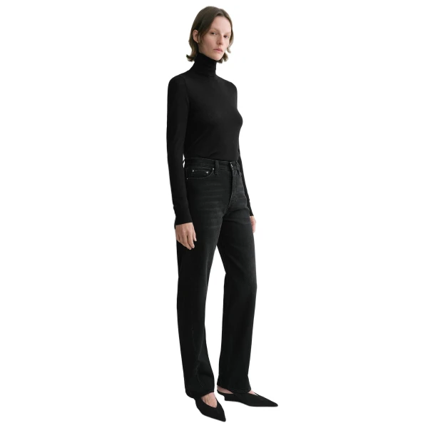 Toteme Twisted seam denim full length in Faded black, view 3