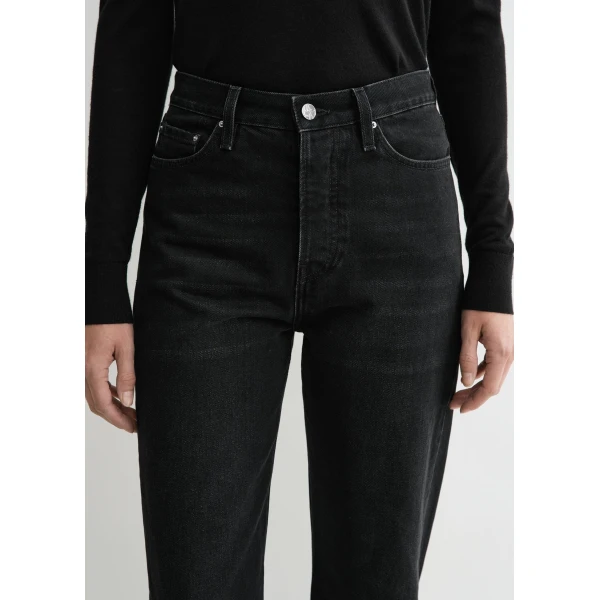 Toteme Twisted seam denim full length in Faded black, view 5
