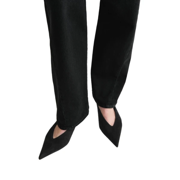 Toteme Twisted seam denim full length in Faded black, view 6