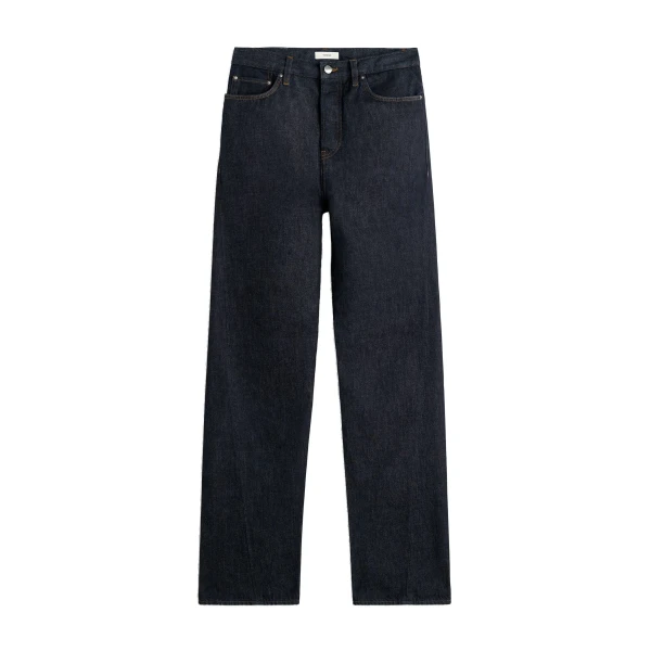 Twisted seam denim full length in Rinsed blue