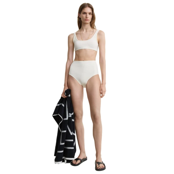 Toteme U-neck bikini top in Ecru, view 2