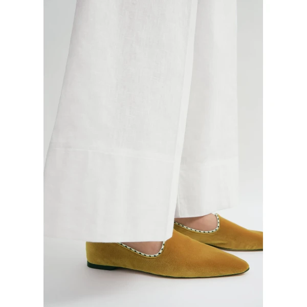 Velvet Venetian slippers in Saffron - Image 3