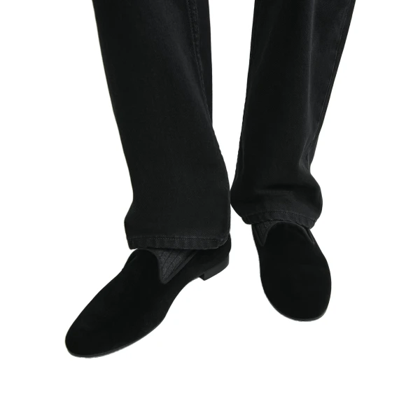 Velvet loafers in Black - Image 3