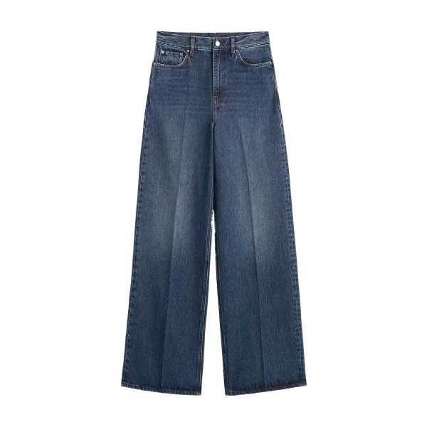 Wide leg denim in Dark blue