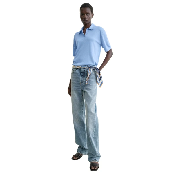 Toteme Wool-silk polo shirt in Blue, view 2