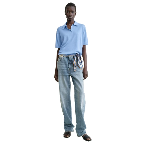 Toteme Wool-silk polo shirt in Blue, view 3