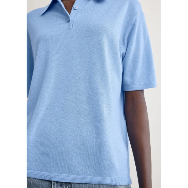 Toteme Wool-silk polo shirt in Blue, view 6