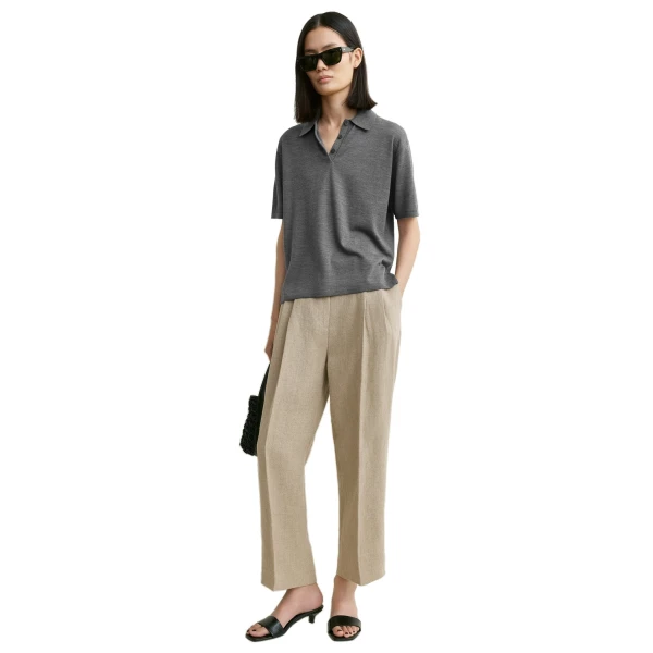 Toteme Wool-silk polo shirt in Grey mélange, view 2
