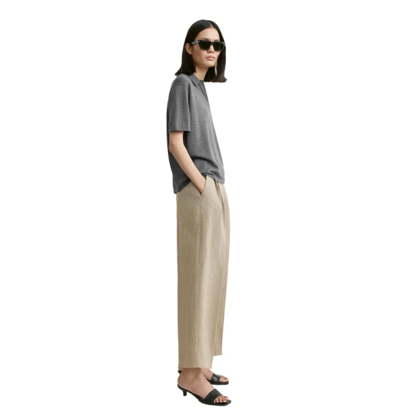 Toteme Wool-silk polo shirt in Grey mélange, view 3