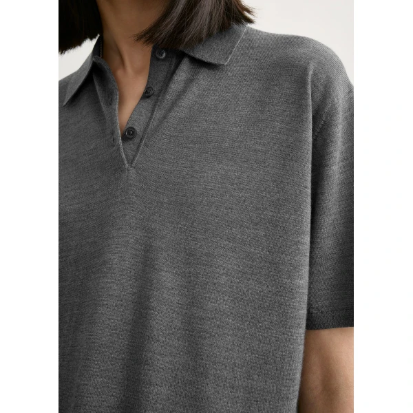 Toteme Wool-silk polo shirt in Grey mélange, view 6
