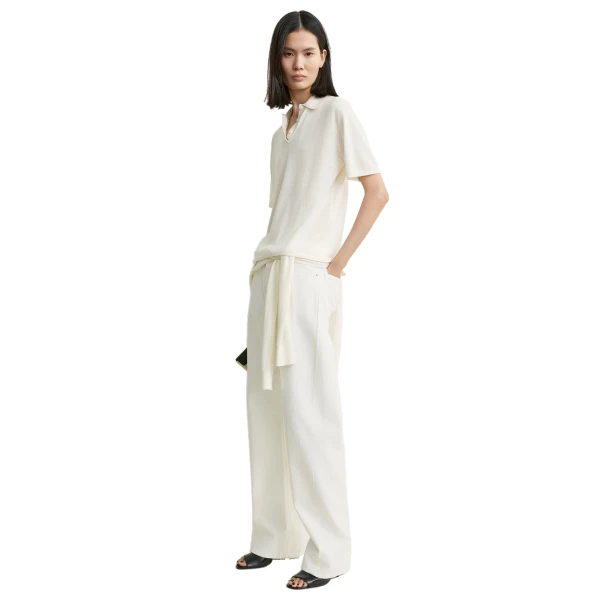Toteme Wool-silk polo shirt in White, view 2