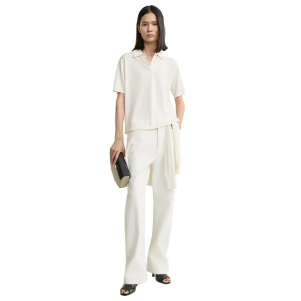 Toteme Wool-silk polo shirt in White, view 3