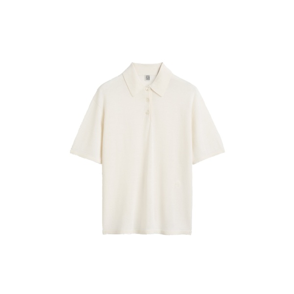 Toteme Wool-silk polo shirt in White