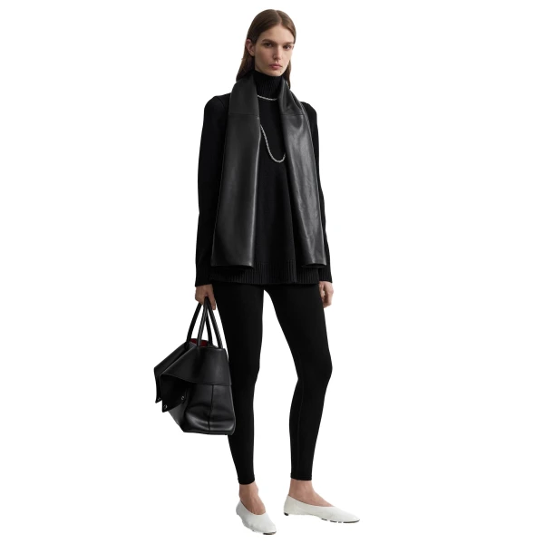 Toteme Wool turtleneck top in Black, view 2