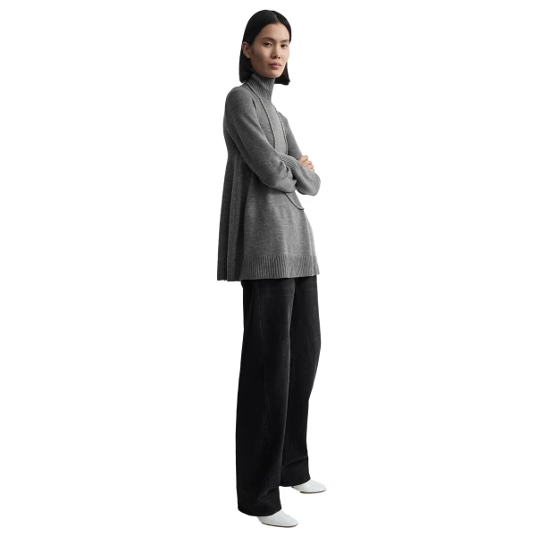Toteme Wool turtleneck top in Grey mélange, view 2