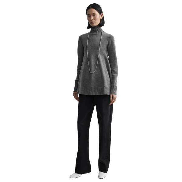 Toteme Wool turtleneck top in Grey mélange, view 3