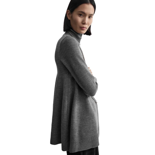 Toteme Wool turtleneck top in Grey mélange, view 5