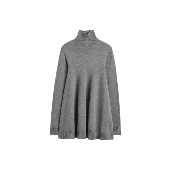 Wool turtleneck top in Grey mélange