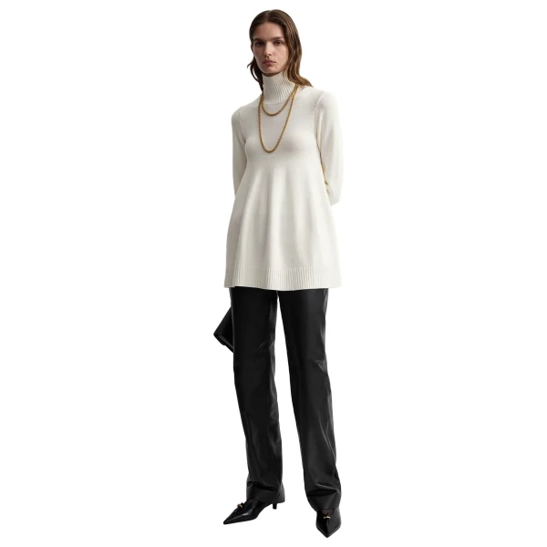 Toteme Wool turtleneck top in Milk, view 2