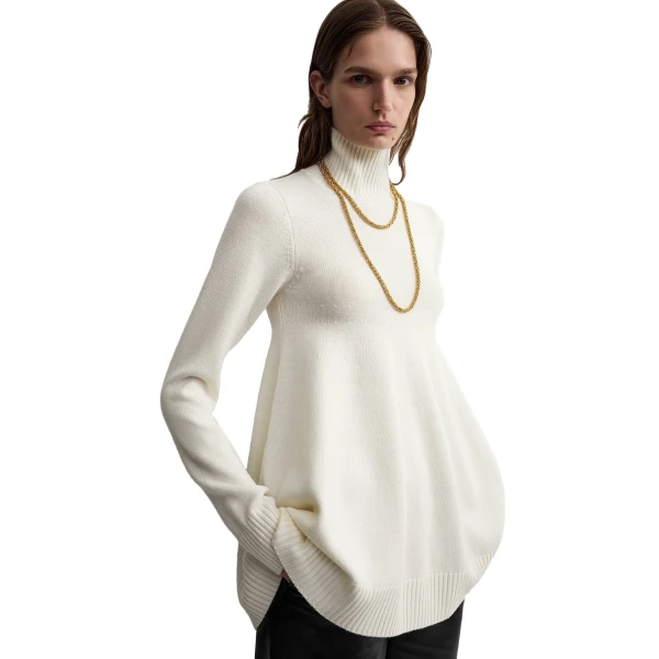 Toteme Wool turtleneck top in Milk, view 5
