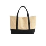 Toteme Woven beach tote in Black / Ecru