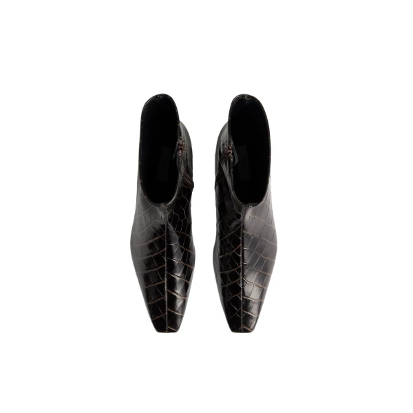 Zipped croco-embossed Chelsea boots in Dark brown - Image 4