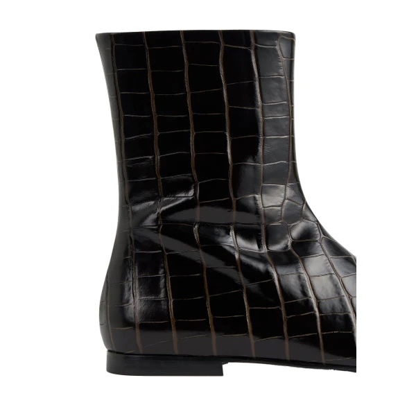 Zipped croco-embossed Chelsea boots in Dark brown - Image 5