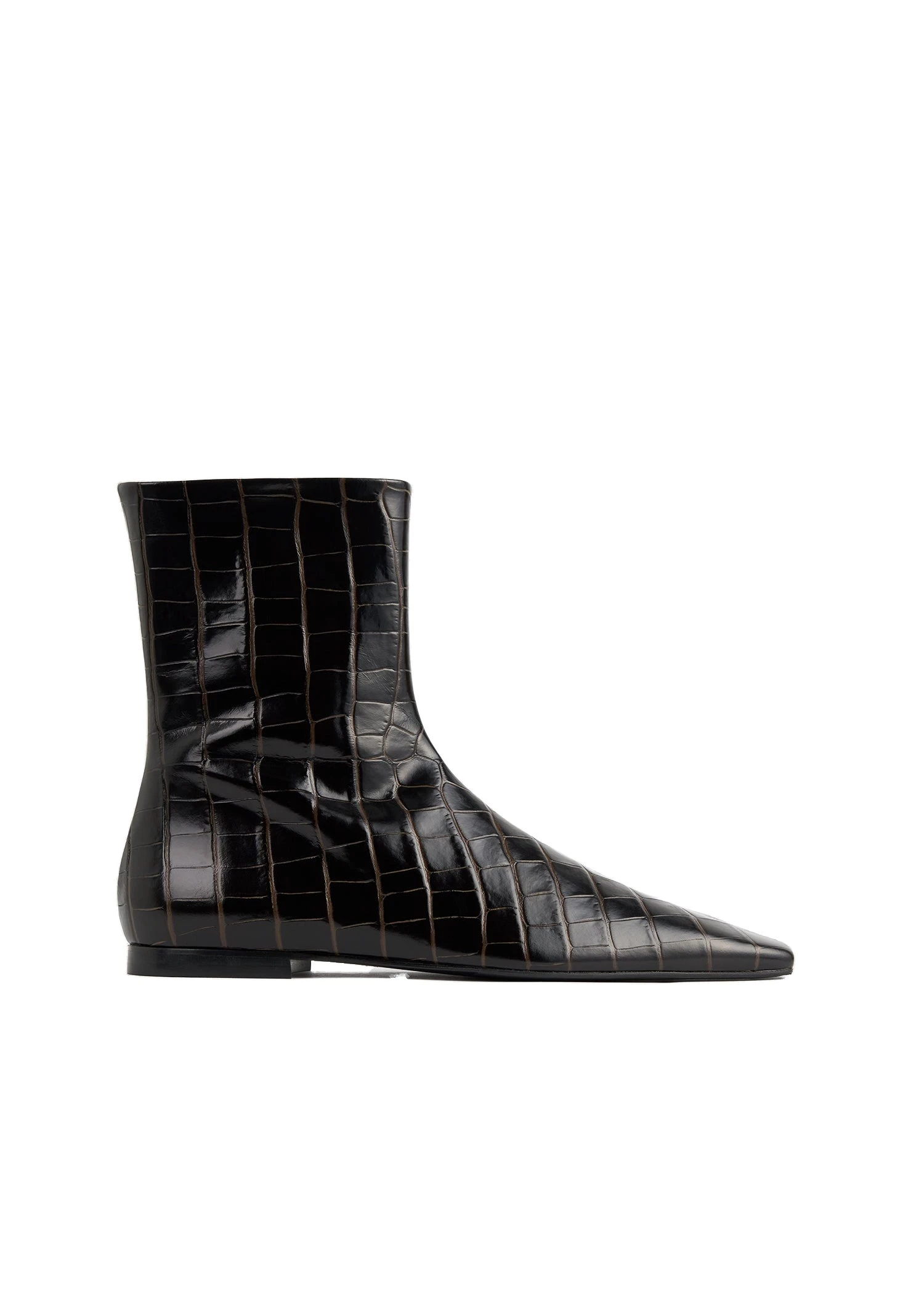 Zipped croco-embossed Chelsea boots in Dark brown