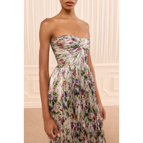 adelaide strapless pleated dress sterling floral