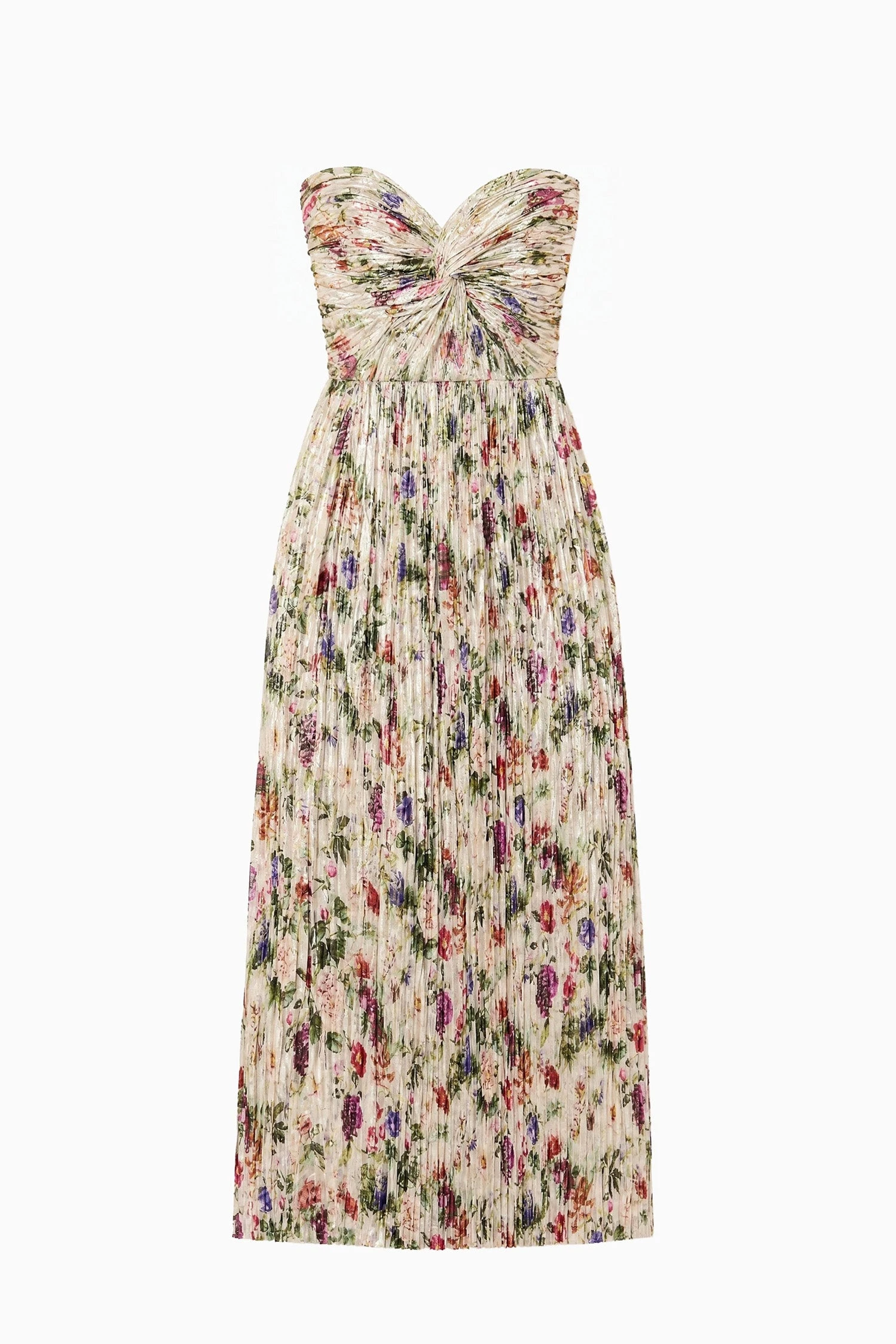 Adelaide Strapless Pleated Dress in Sterling Floral