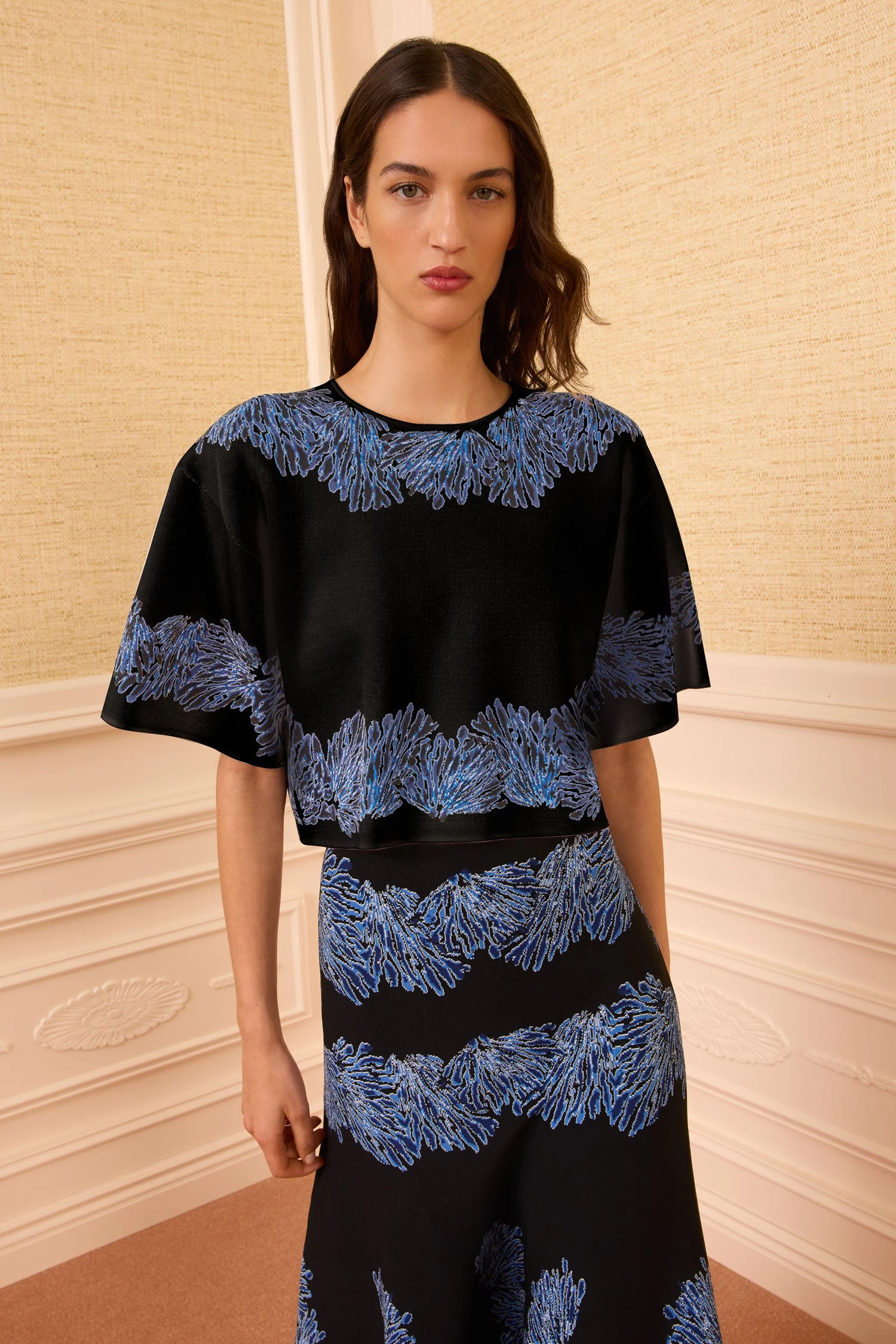 Alara Knit Jacquard Top in Lapis